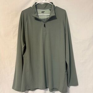 Lands’ End Men’s Spring Quarter Zip Pullover Green Size L Lightweight Athletic